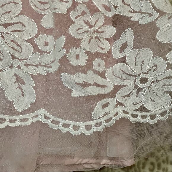 Girls Pink Dress White Lace Overlay Size 3T Tulle Lined Nannette Sleeveless - Picture 6 of 14
